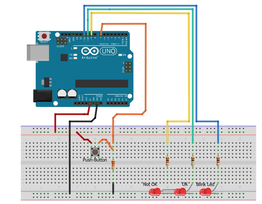 Collegamenti della scheda Arduino per realizzare la chiave elettronica con combinazione ad un tasto